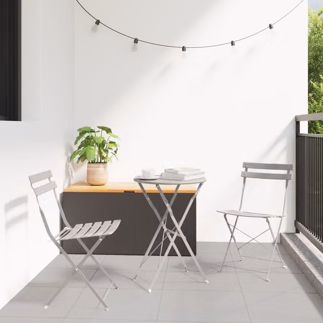 Berkfield Home 2 Pack Folding Garden Chairs in Beige Steel