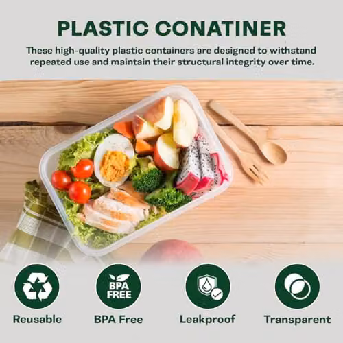 ECONX 25 Piece Set of Airtight Plastic Food Storage Containers with Lids, 650ml, Transparent – 3