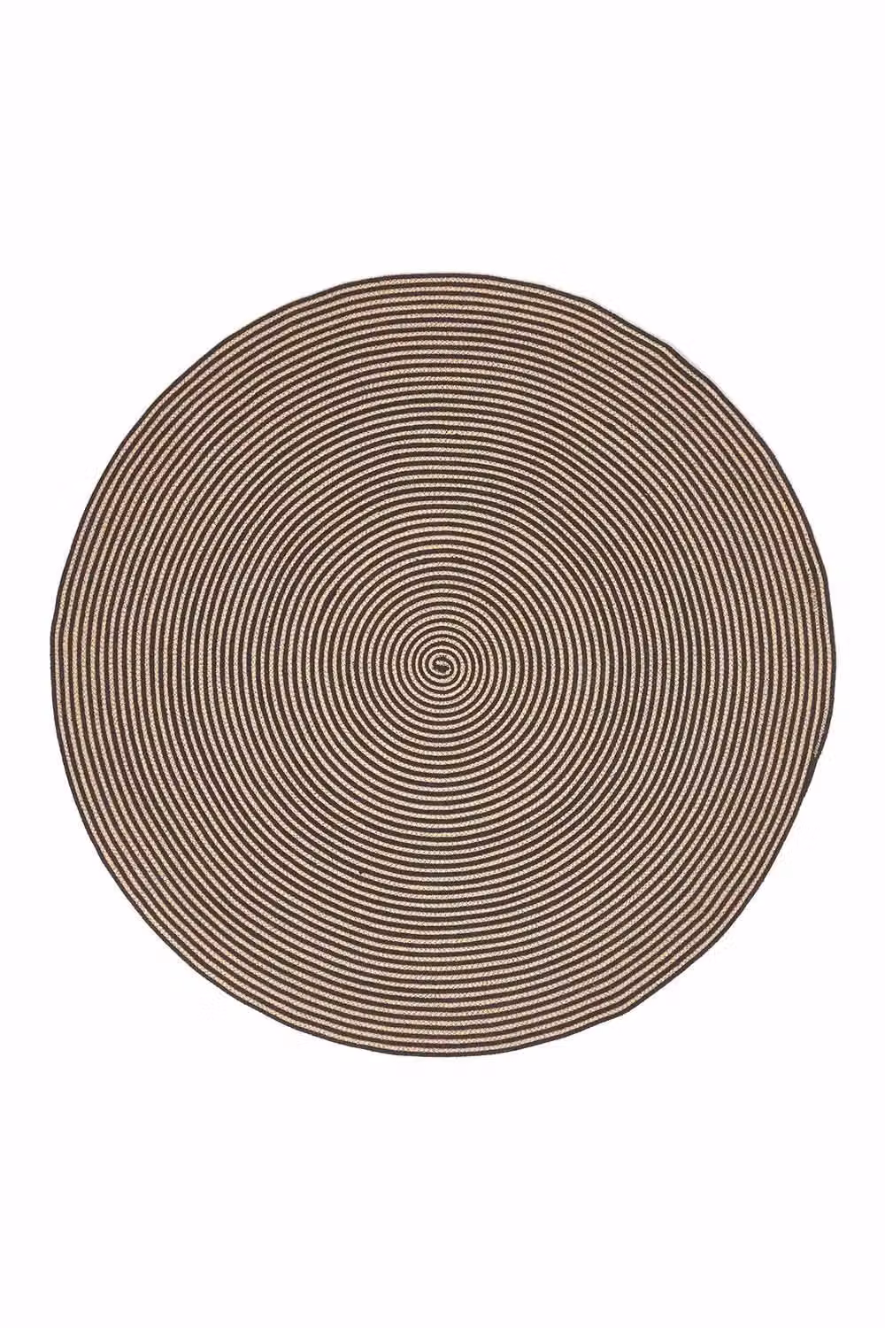 Homescapes Handmade Woven Spiral Braided Round Rug in Beige and Multicolour, Diameter: 150 cm – 2