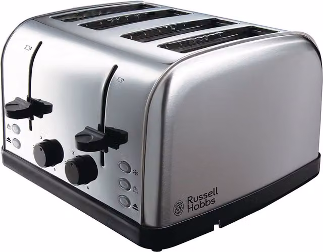 Russell Hobbs 4 Slice Toaster in Brushed Stainless Steel, Silver