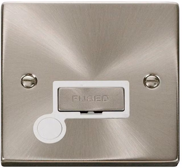 SE HOME Satin Brushed Chrome 13A Fused Ingot Connection Unit with Flex, White