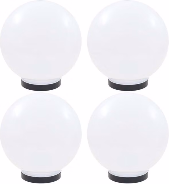 Berkfield Home Set of 4 White Spherical LED Bowl Lamps, Diameter: 25 cm