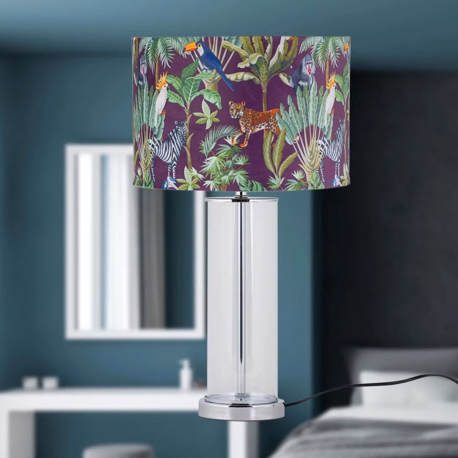 First Choice Lighting Aura Chrome Table Lamp with Silver Glass Shade – 5