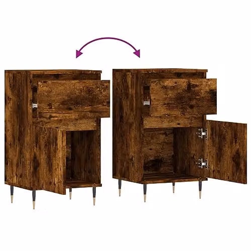 vidaXL Set of 2 Mid-Century Sideboards in Brown Smoked Oak, W/D/H: 40 x 35 x 70 cm – 4