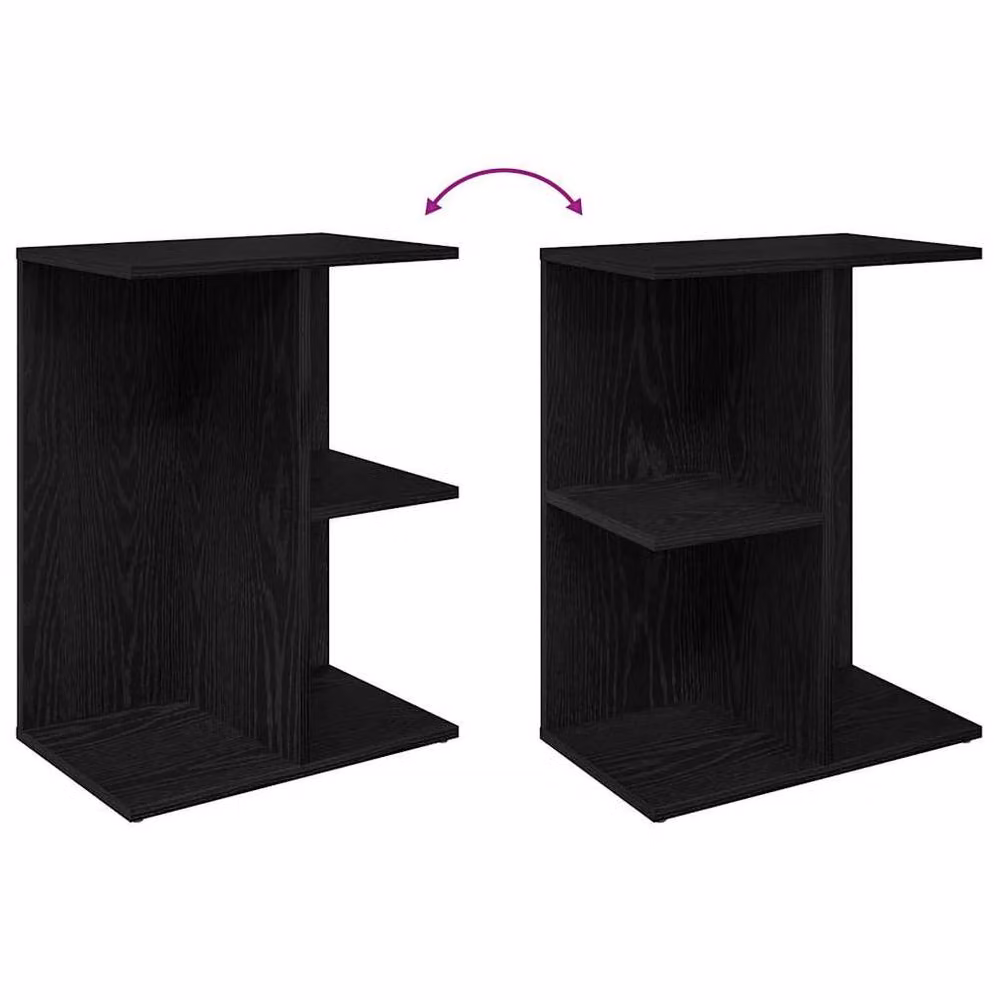 Berkfield Home Set of 2 Modern Black Oak Bedside Tables, W/D/H: 46.5 x 29 x 61 cm – 6