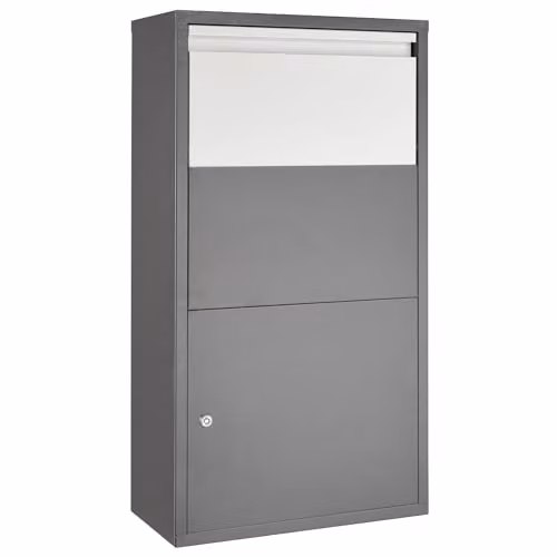 tectake Wall-Mounted Steel Parcel Box with Lockable Storage and Anti-Theft Deposit Slot, Grey, W/D/H: 44 x 22 x 82 cm