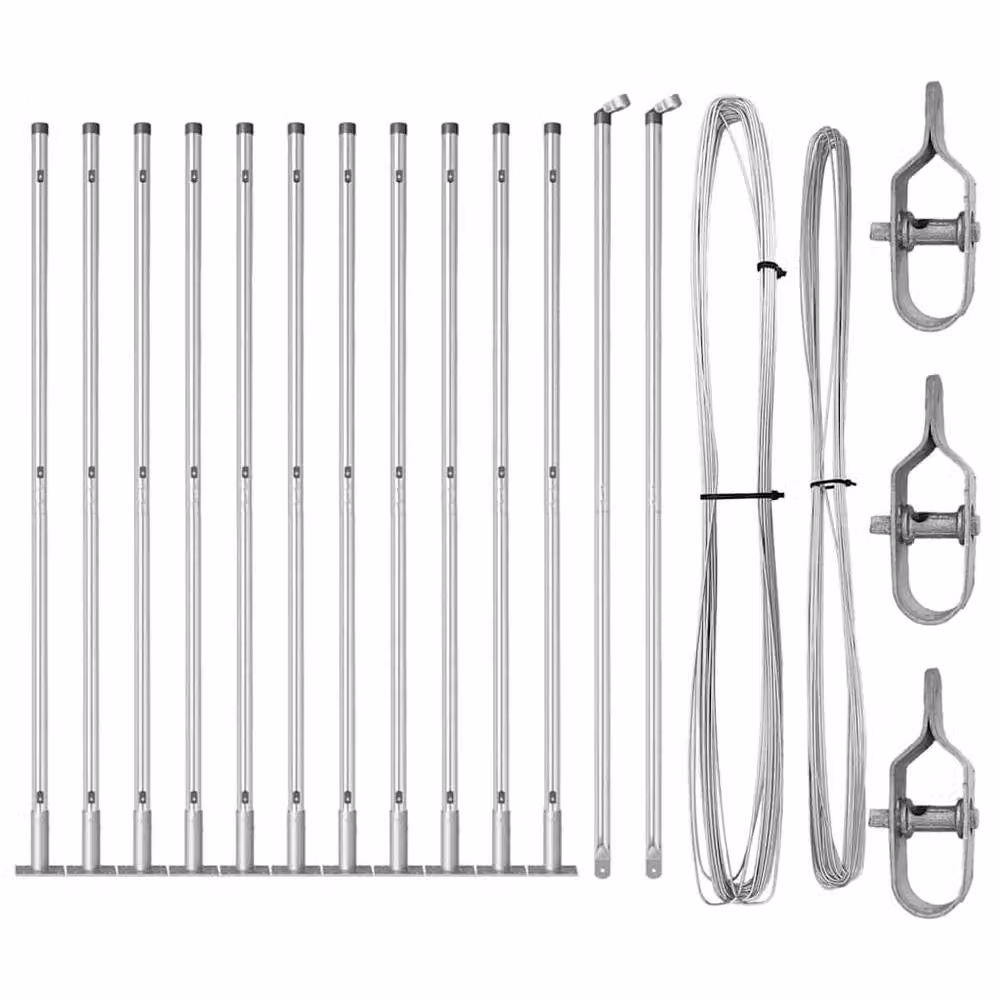 vidaXL 13-Piece Silver Galvanised Steel Round Fence Posts with Bolt-Down Base Plates, Height: 68.5 cm, Diameter: 3.2 cm – 2