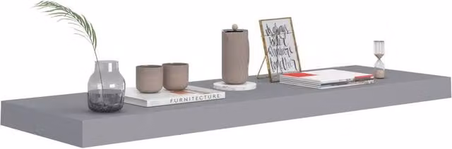 Berkfield Home Durable Floating Wall Shelf, Grey, W: 80 cm, D: 23.5 cm, H: 3.8 cm