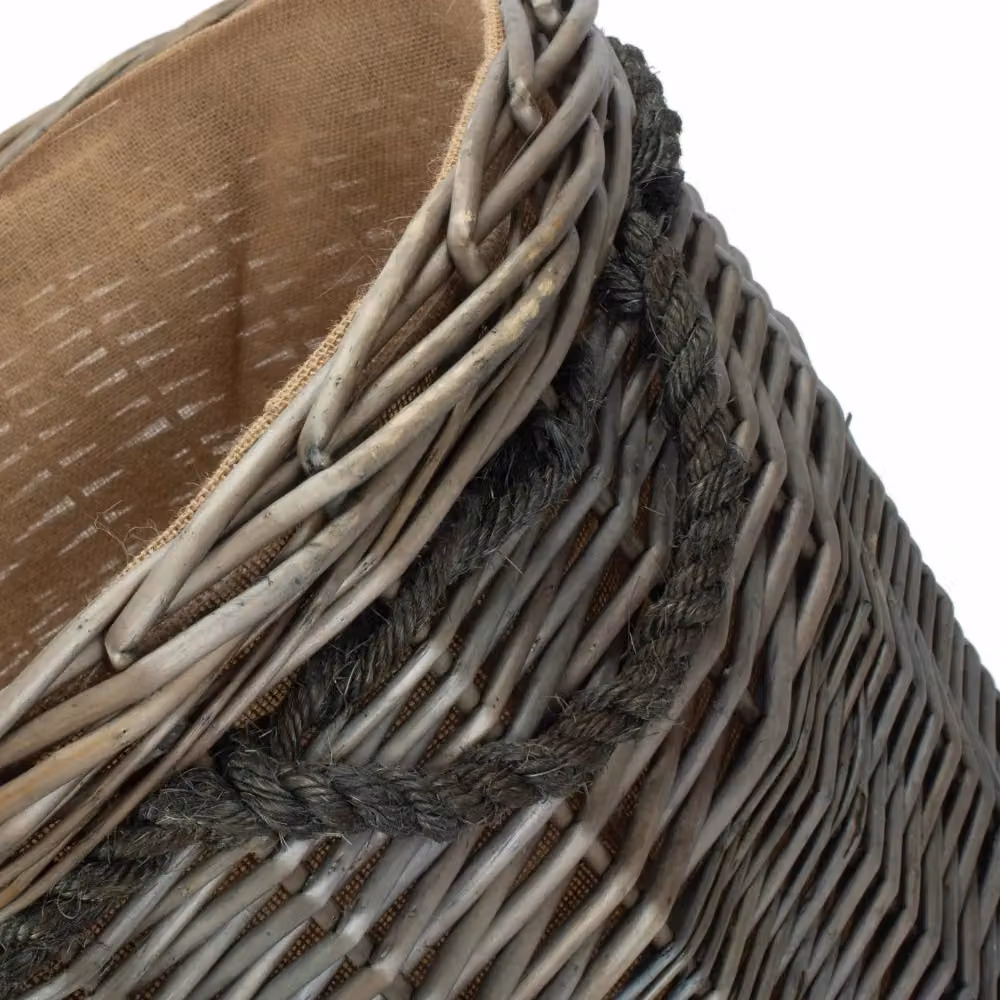 Red Hamper Large Antique Wash Round Storage Log Basket in Grey, W: 60.0 cm, D: 42.0 cm, H: 60.0 cm – 2