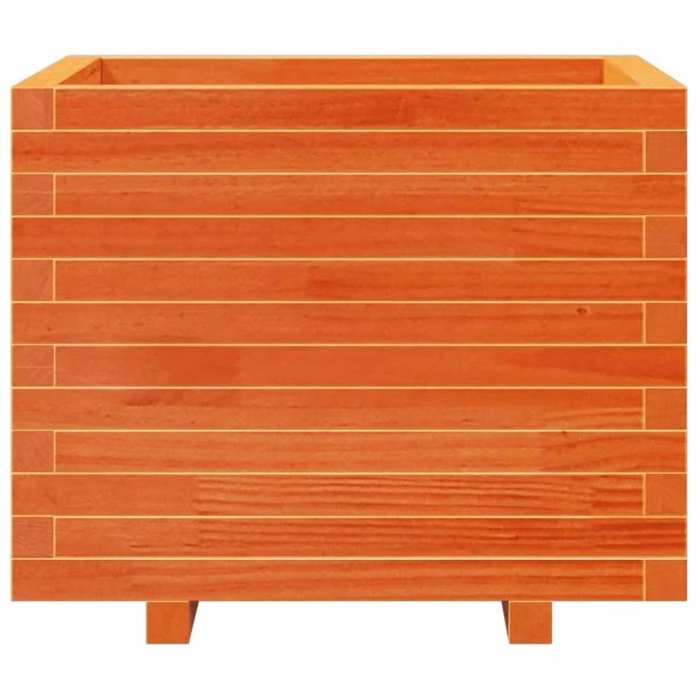 Berkfield Home Decorative Garden Planter, Brown Solid Wood Pine, W: 60 cm, D: 60 cm, H: 49.5 cm – 2