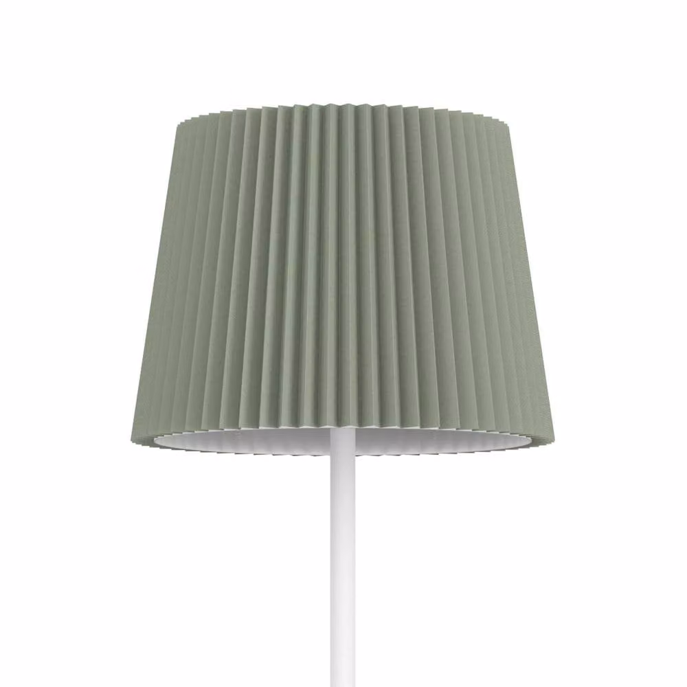 Eglo Leonero Portable LED Table Lamp with Touch Dimmer, White and Green Metal and Fabric Design