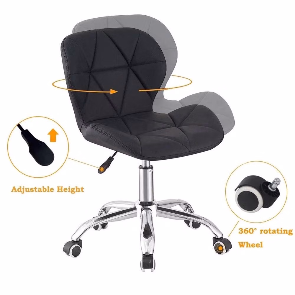 Kelvenix Black Synthetic Leather Swivel Task Chair for Home Office and Dining Room – 2