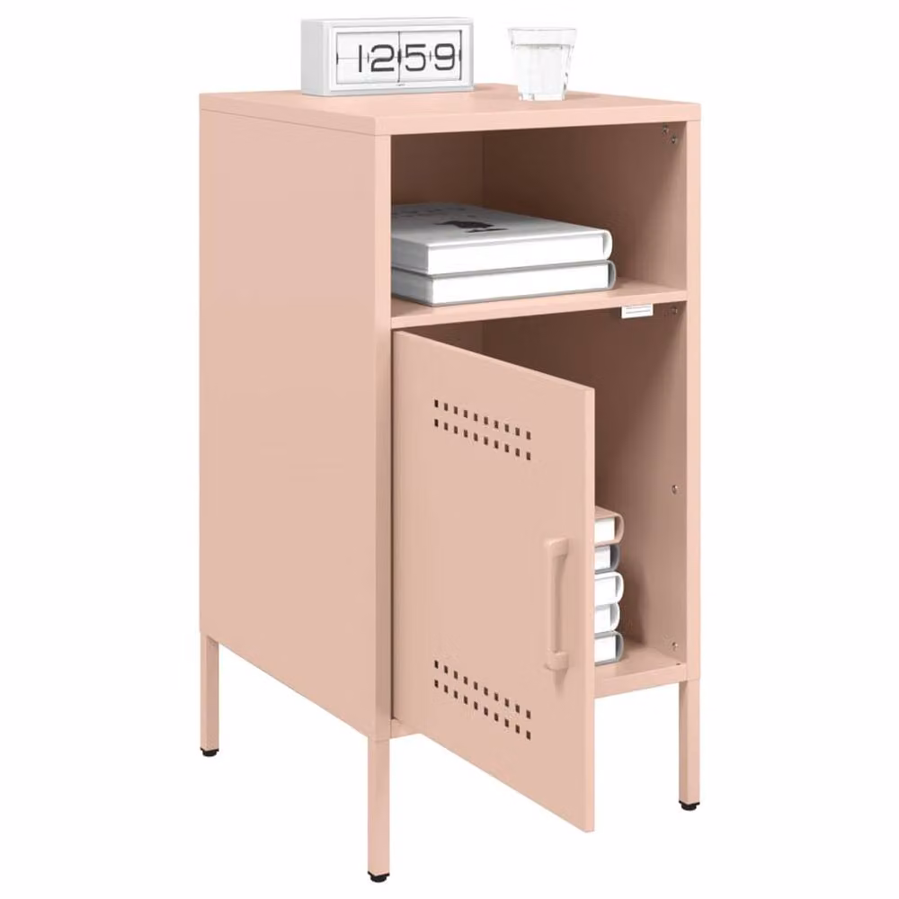 Berkfield Home Set of 2 Pink Metal Bedside Cabinets, W/D/H: 36 x 39 x 68 cm – 3