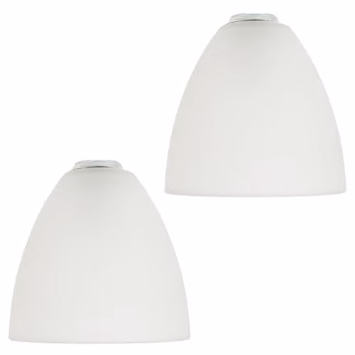Happy Homewares Pair of Frosted White Glass Lamp Shades in a Classic Round Shape for E14 and E27 Bulb Bases, W: 15 cm, H: 12 cm – 1