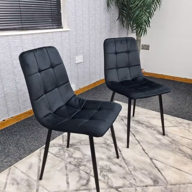 Kosy Koala Set of 2 Black Velvet Tufted Dining Chairs – 1