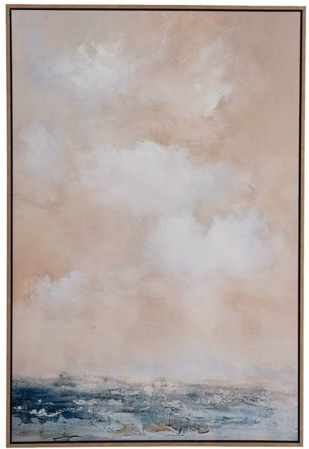 Lemon Pavilion Furniture and Decor Stratos Abstract Hand Painted Canvas in Wood Frame, Multicolour, W: 80 cm, H: 120 cm