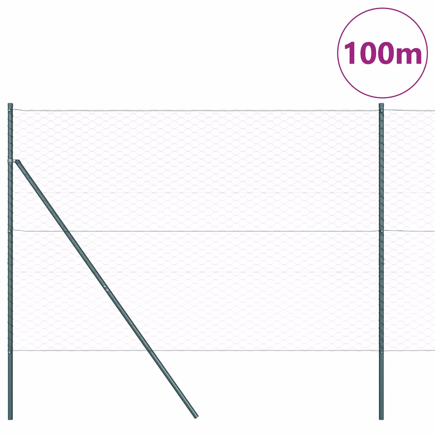 Berkfield Home Grey Powder-Coated Steel Hexagon Fence, H: 150 cm x W: 100 m – 3