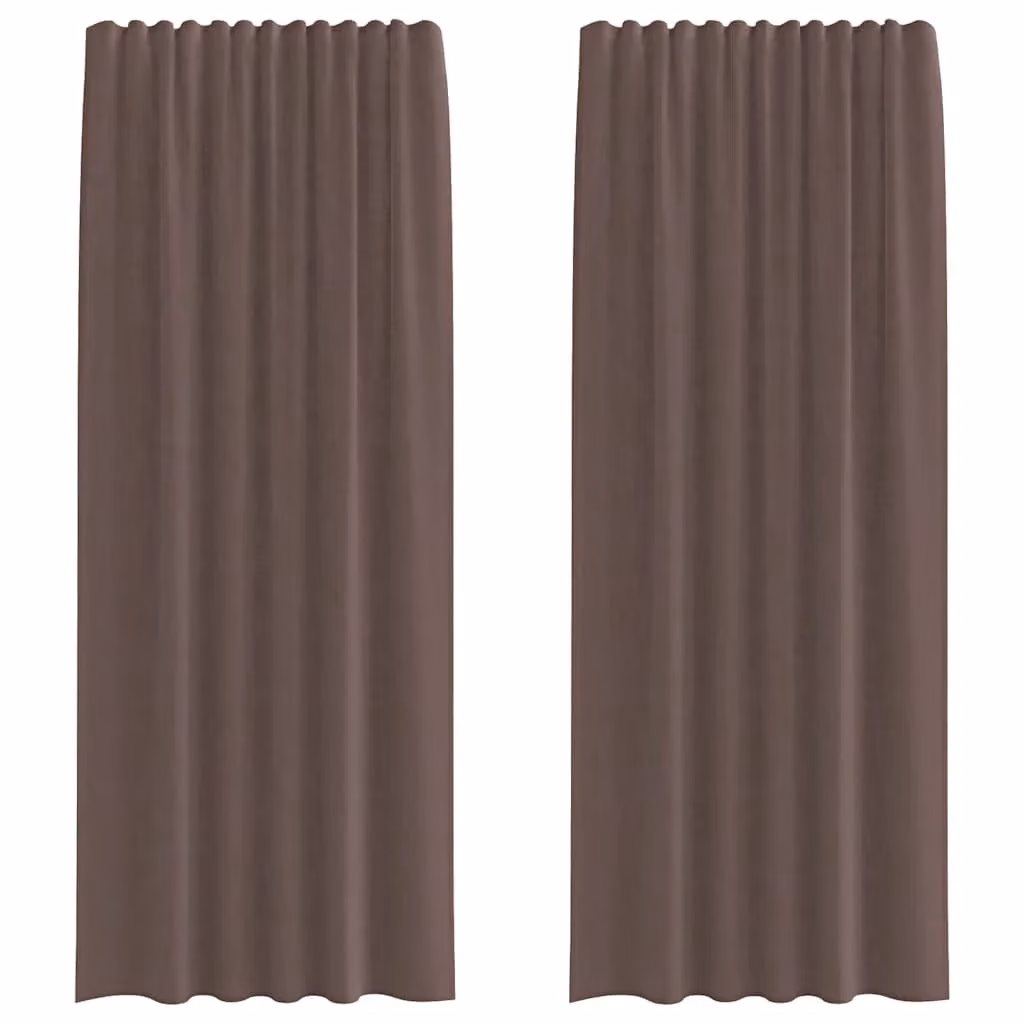 Berkfield Home Brown Voile Tab Top Curtains, 2 Pack, W: 140 cm, H: 245 cm – 2