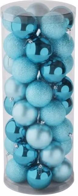 KDMD 48 Ice Blue Christmas Baubles in Matt, Shiny and Glitter Finish, Diameter: 8 cm – 1