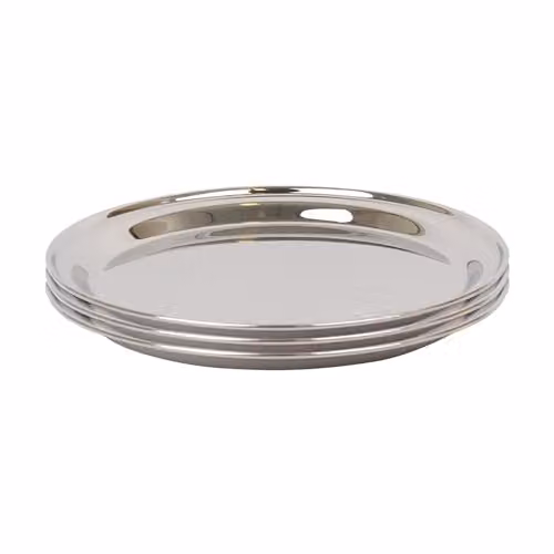 Argon Tableware Stainless Steel Serving Platters, Silver, Set of 3, Diameter: 25.5 cm – 1