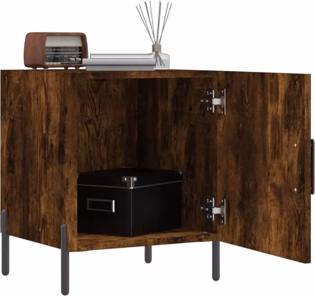Berkfield Home Modern Bedside Cabinet in Smoked Oak Brown, W/D/H: 40 x 40 x 50 cm – 1