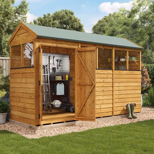 BillyOh Switch Overlap Apex Wooden Garden Shed with Window in Brown
