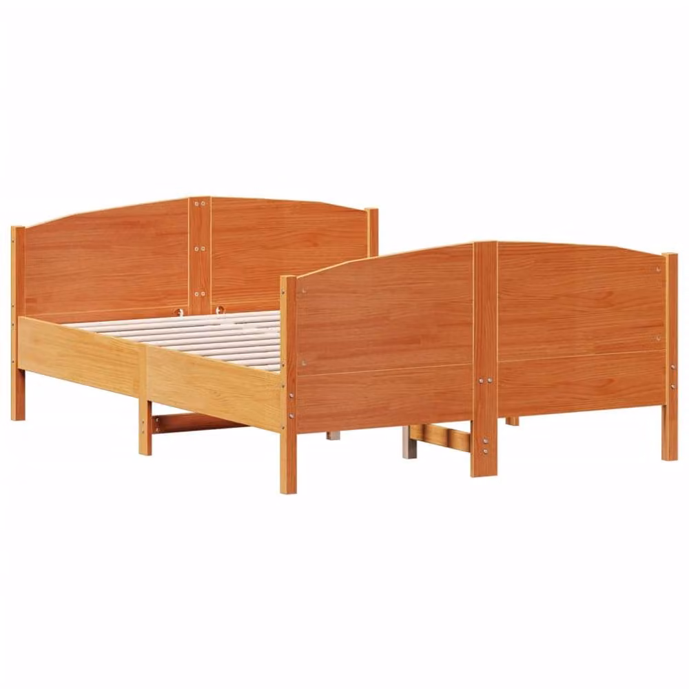 Berkfield Home Small Double Solid Wood Pine Bed Frame in Waxed Brown, W/D/H: 120 x 200 cm – 3