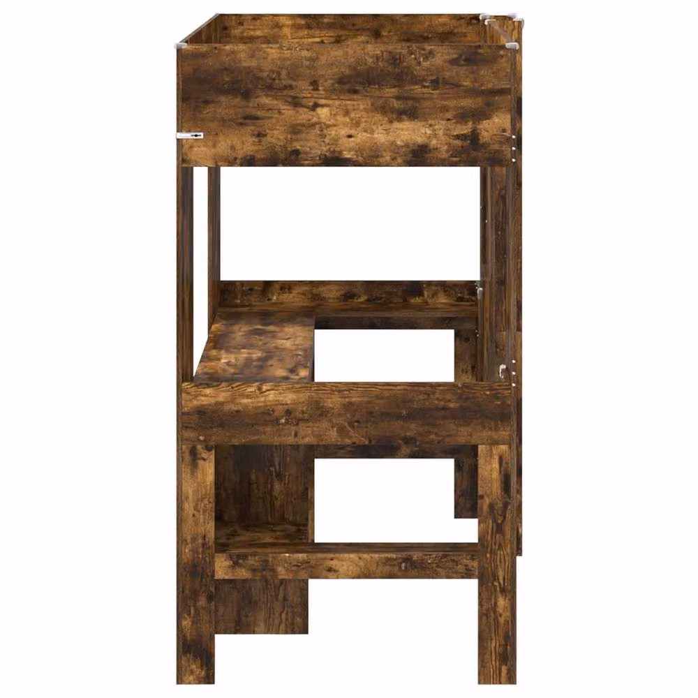Berkfield Home Loft Bed Frame with Desk and Storage, Smoked Oak Brown, W/D/H: 200 x 100 x 175 cm – 4