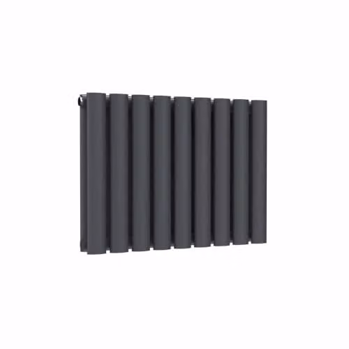 Lux Heat Anthracite Grey Oval Horizontal Double Panel Designer Radiator, H 40 cm x W 54 cm