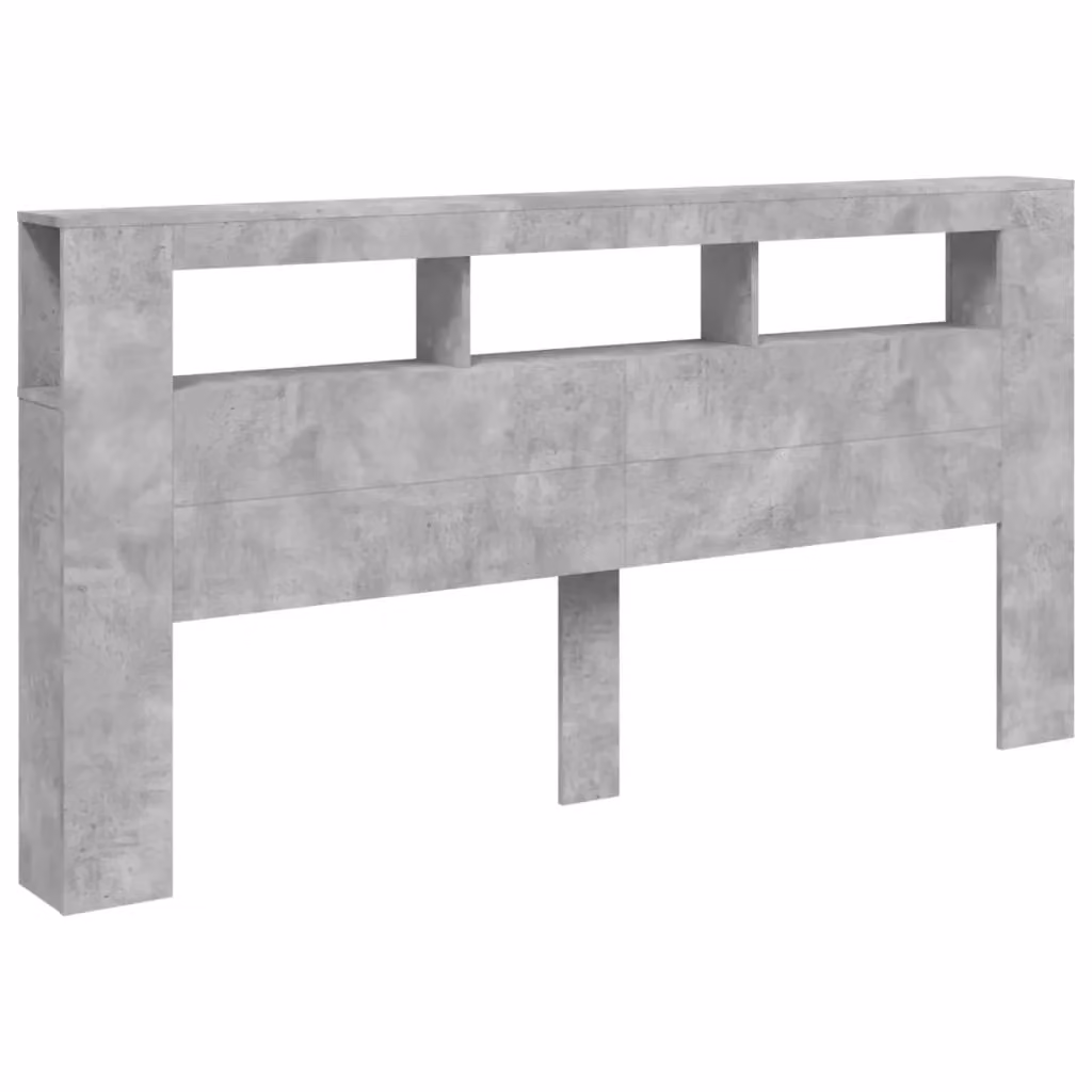 Berkfield Home Modern LED Headboard in Matt Concrete Grey with Integrated Shelf and USB Charging Port, Width: 200 cm – 2