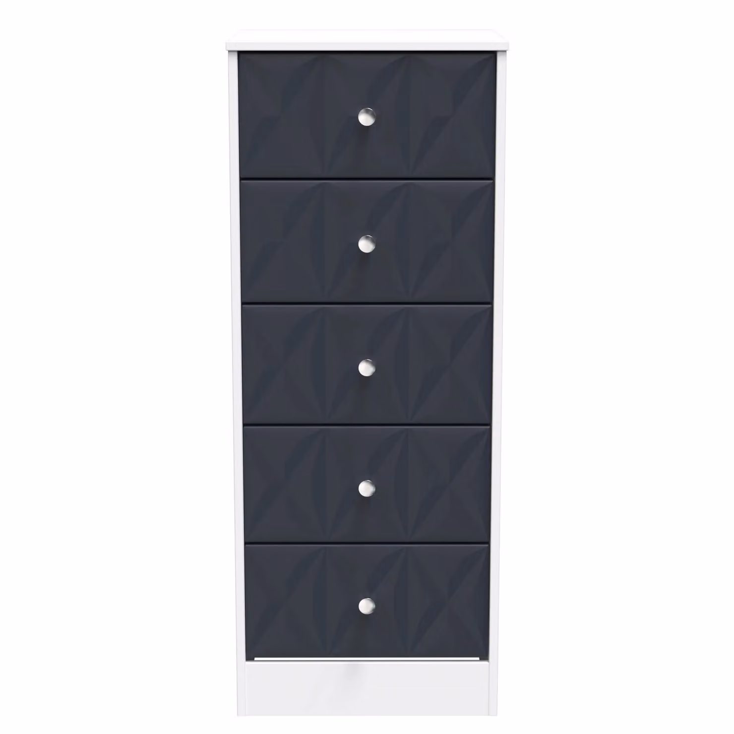 Ready Assembled 2 U Memphis 5 Drawer Tall Bedside Cabinet in Dark Blue – 2