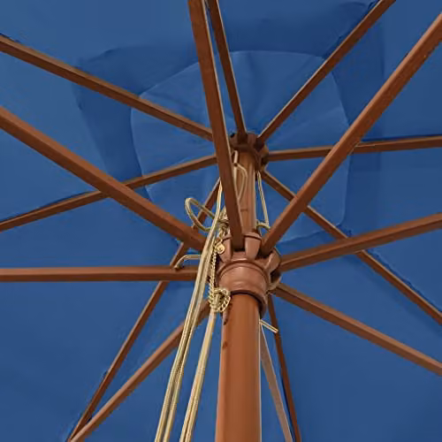 vidaXL Garden Parasol with Wooden Pole, Blue, W: 300 cm, D: 300 cm, H: 273 cm – 3