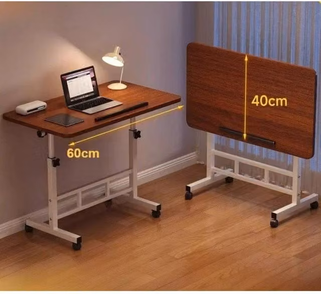 FORGEVIO Brown Portable Mobile Laptop Desk with Castors