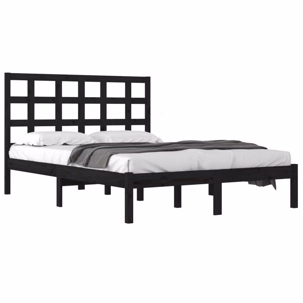 Berkfield Home Black Solid Pine Wood Bed Frame 200 x 200 cm – 3
