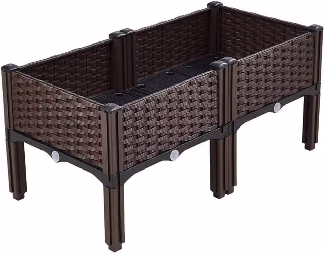 Nordara Brown Raised Garden Planter Box W/D/H: 40.5 x 40.5 x 37.0 cm