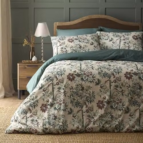 Dreams & Drapes Otillie Tapestry Polycotton Duvet Cover Set, Beige and Multicolour, Double, Duvet Cover 200 x 200 cm and 2 Pillowcases 50 x 75 cm – 1