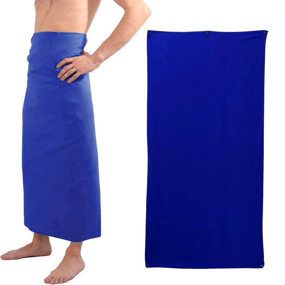 FLAVORA 2-Piece Large Blue Microfibre Quick-Drying Lightweight Beach Towel Set – 4