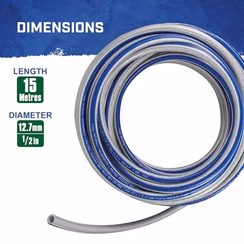 Faithfull Flexible Anti-Twist NTS PVC Hose, 15m, 12.7mm Diameter, Grey – 3