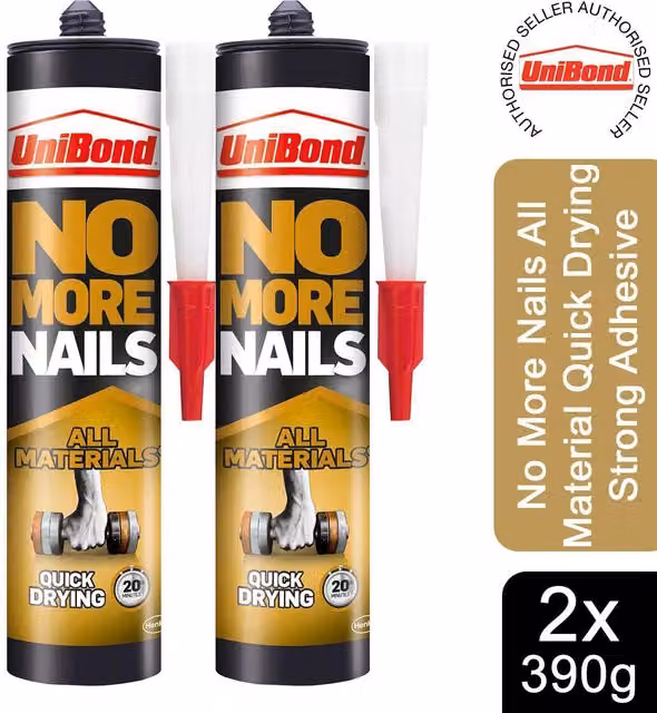 UniBond No More Nails All Material Quick Drying Strong MS Polymer Adhesive Cartridge, 780ml