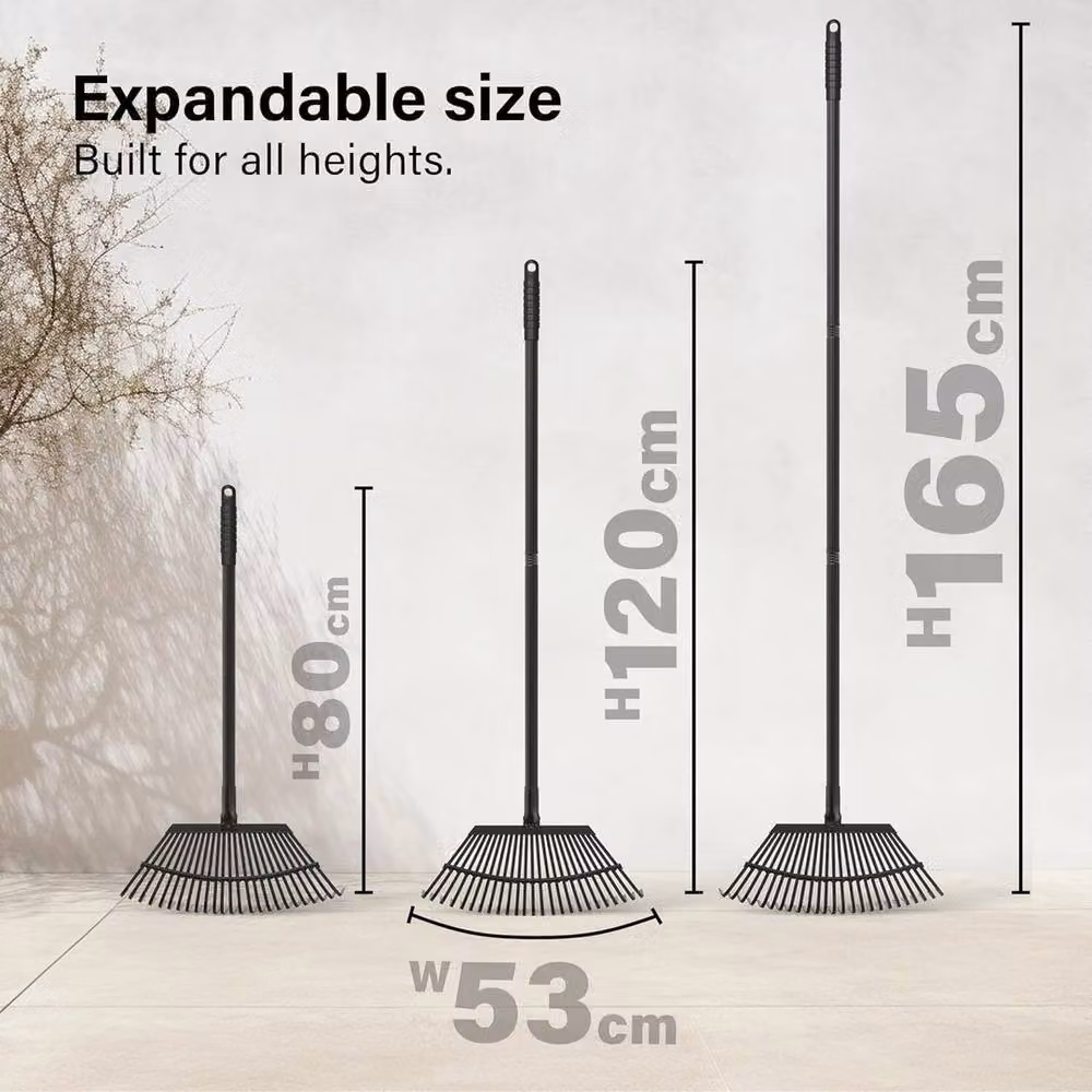 VOGREX 25-Tooth Adjustable Metal Lawn Rake in Black – 2
