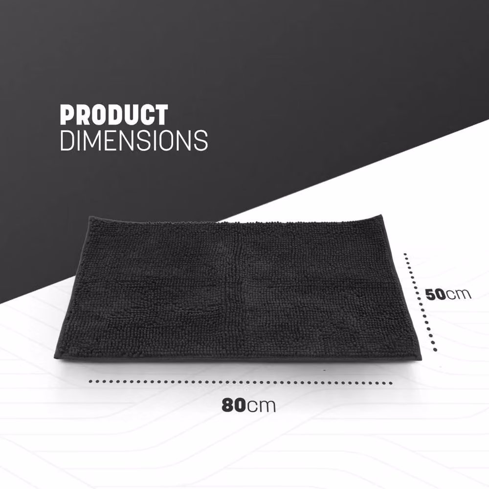 Keplin Non-Slip Microfibre Chenille Bath and Toilet Mat, Grey, W: 50 cm, D: 80 cm – 2