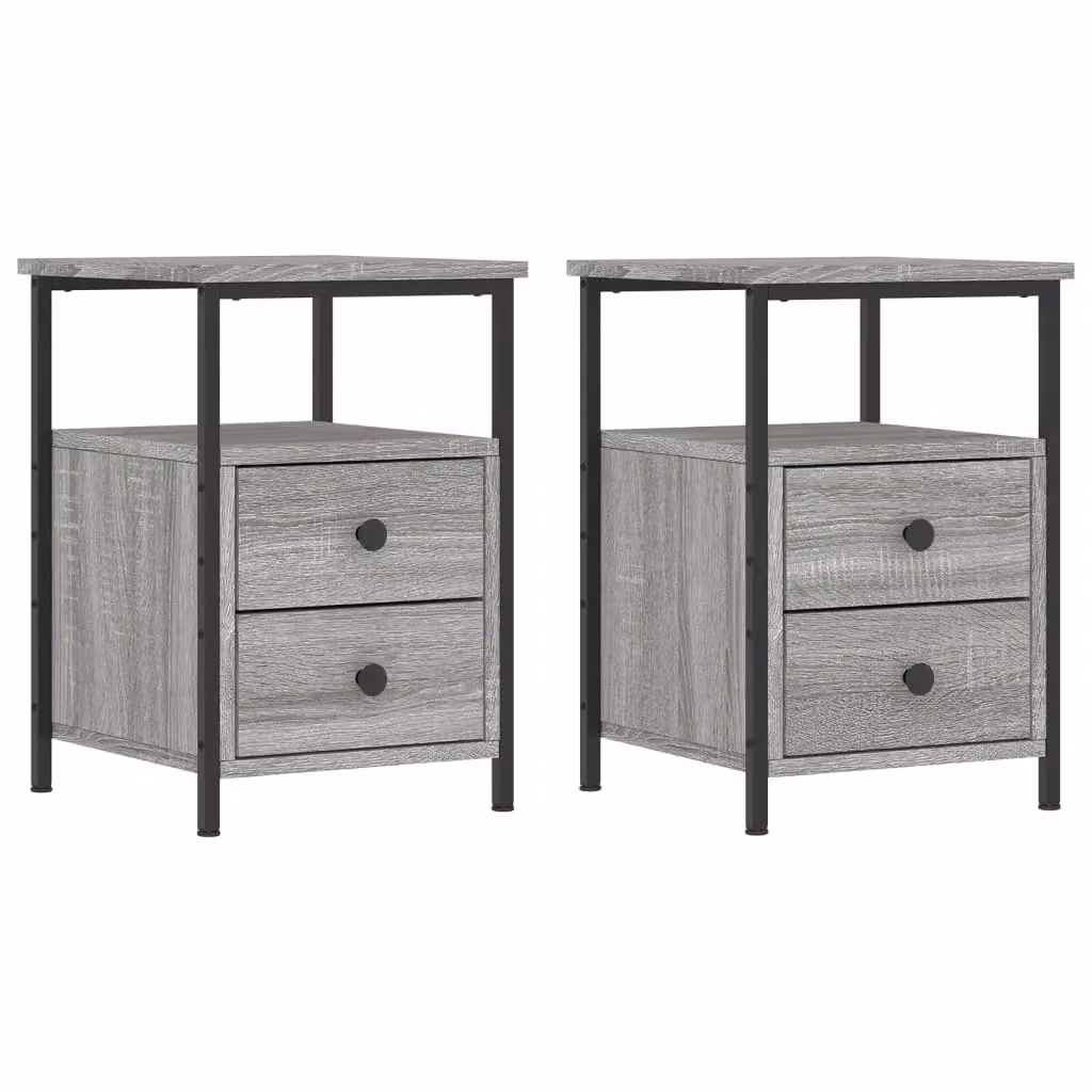 Berkfield Home Set of 2 Grey Sonoma Bedside Cabinets in Engineered Wood, W/D/H: 34 x 35.5 x 50 cm – 1
