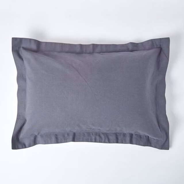 Homescapes Cooling Linen and Combed Cotton Kingsize Pillowcase, Oxford Style, Grey