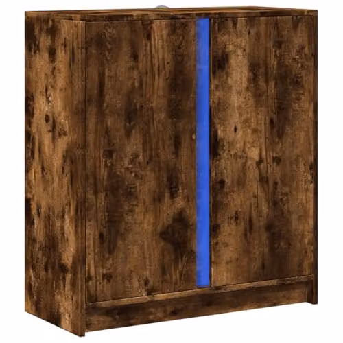 vidaXL Modern Sideboard with Integrated LED Lighting in Brown, W/D/H: 77 x 34 x 85 cm – 1