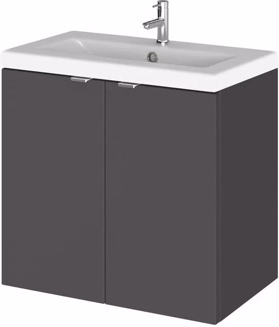 Balterley Alrewas 2 Door Wall Hung Gloss Grey Vanity Basin Unit, Width: 60 cm – 1