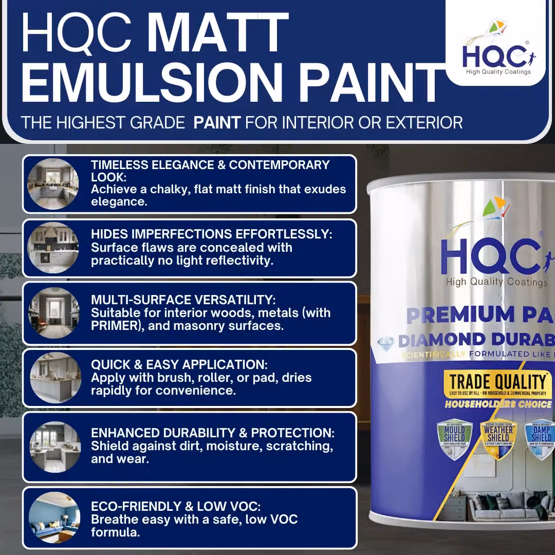 HQC PAINTS Matt Emulsion Dispersion Paint in Terracotta, 5 l – 4