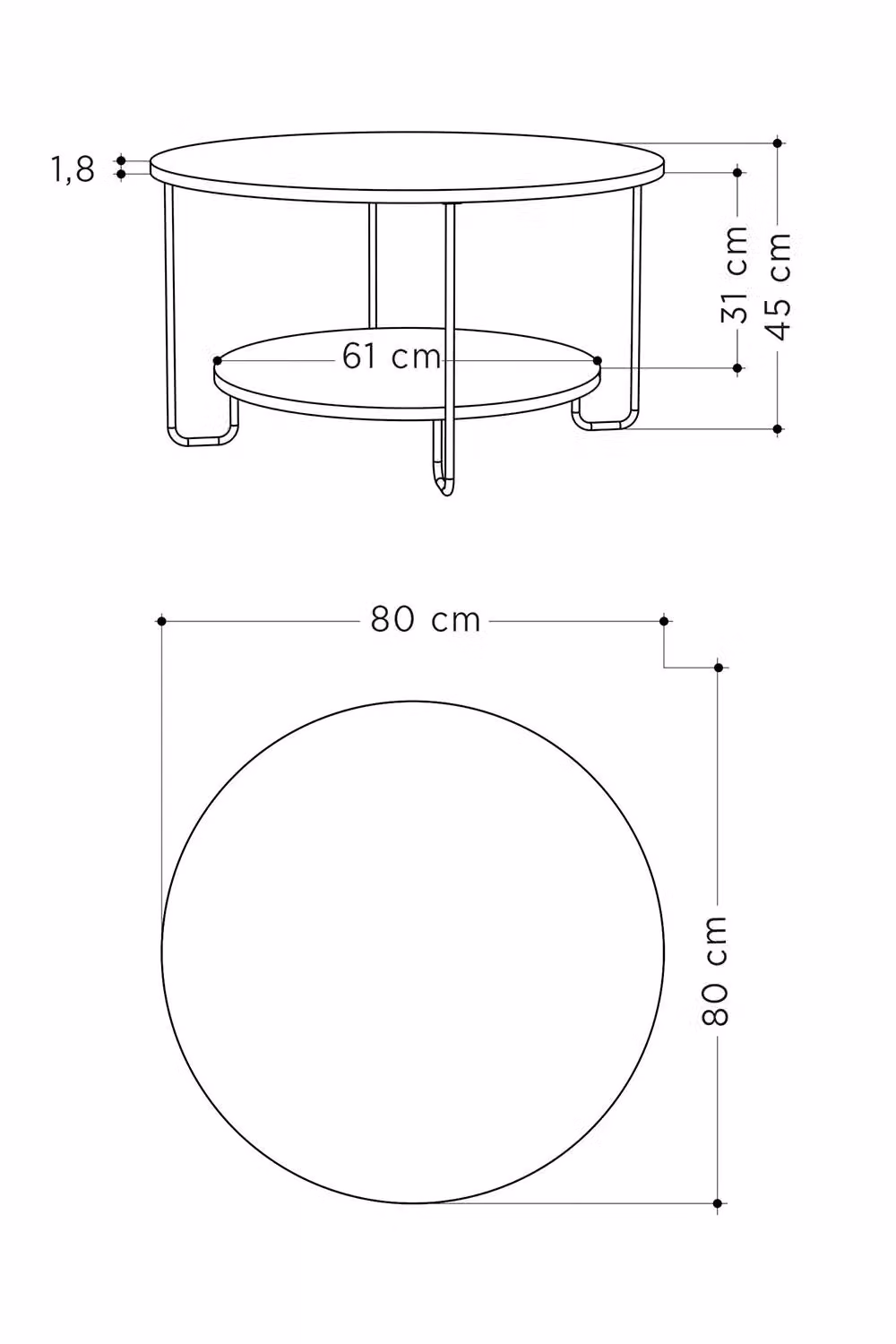 FWStyle Scratch Resistant 2 Tier Round Coffee Table in Brown with Black Metal Frame – 2