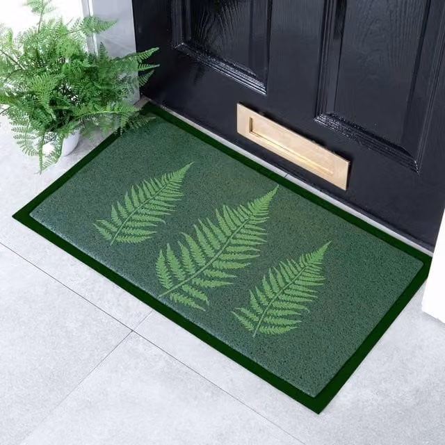 Artsy Mats Green Fern Indoor and Outdoor Doormat, W: 70 cm, D: 40 cm