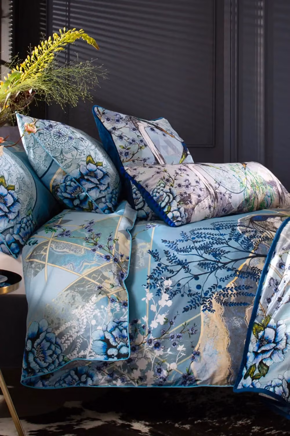 House of Norris Air, Earth & Water Cotton Duvet Cover and Decorative Cushion Set, Blue/Multicolour, W: 140 cm, H: 200 cm – 2