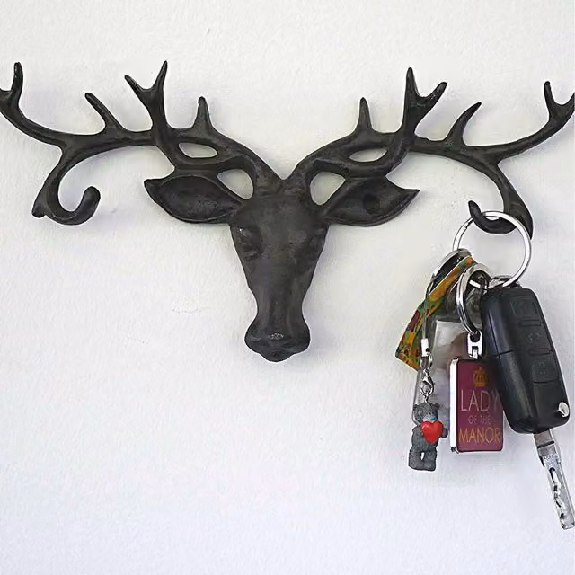 Marco Paul Cast Iron Stag Head Wall Hook in Brown